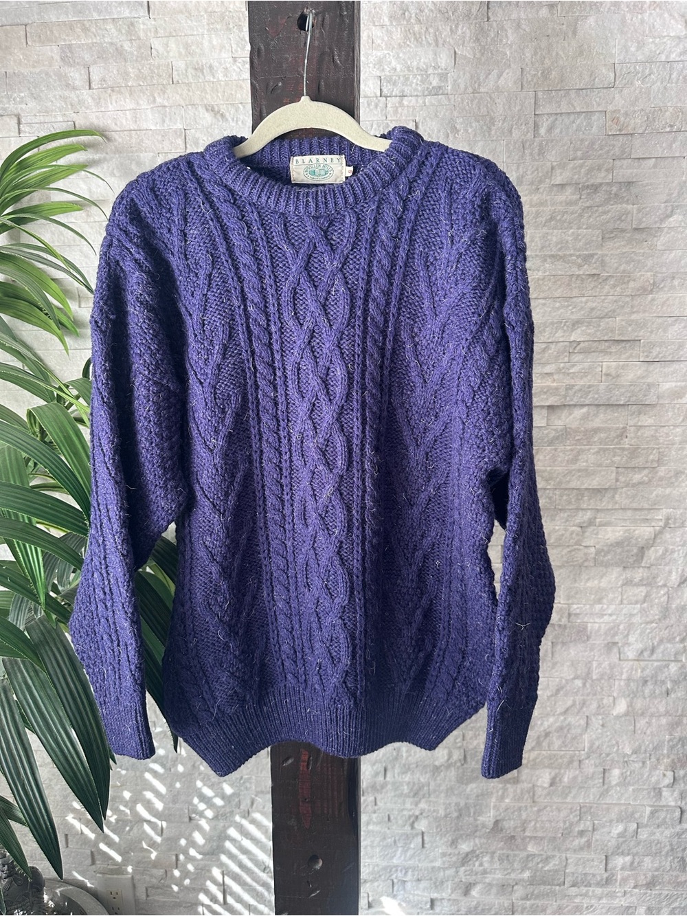 Blarney Woolen Mills Pure New Wool CableKnit Fisherman Sweater Size S